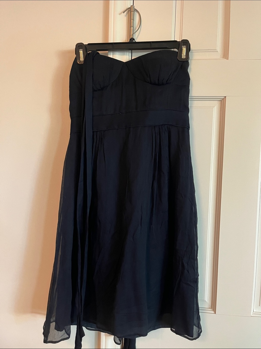 J. Crew Strapless Navy A-Line Dress with Sash